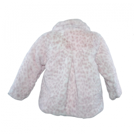 Palton din blana artificiala cu imprimeu animal print pentru fete Mini Junior 2351, Roz [2]