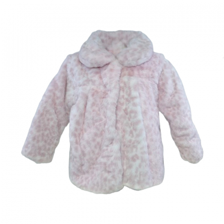 Geci de iarna - Palton din blana artificiala cu imprimeu animal print pentru fete Mini Junior 2351, Roz