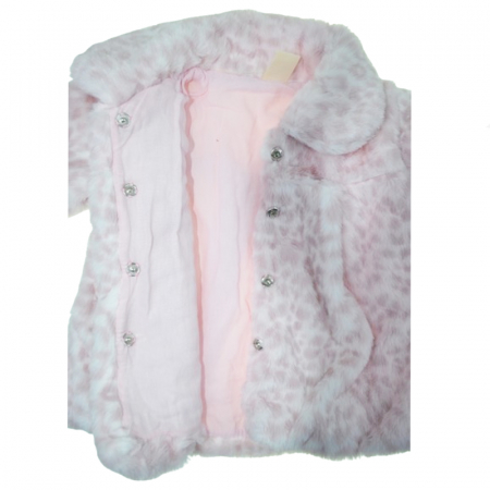 Palton din blana artificiala cu imprimeu animal print pentru fete Mini Junior 2351, Roz [1]