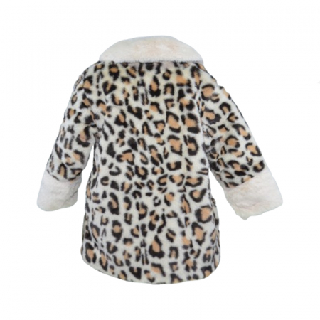 Palton din blana artificiala cu imprimeu animal print pentru fete Bebesi HBBSI, Maro [2]