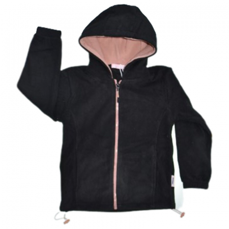 Hanorace - Hanorac din polar cu maneca lunga si gluga pentru fete Happy House WB-3072, Negru