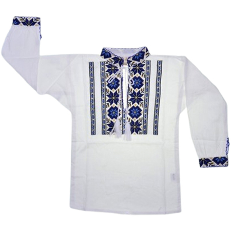 Costum popular - Ie traditionala, cu maneca lunga, pentru baieti, Mini Junior IE-MJ21-0, Alb