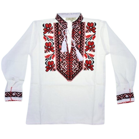 Costum popular - Ie traditionala, cu maneca lunga, pentru baieti, Mini Junior IE-MJ24-0, Alb