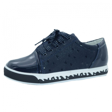 Pantofi cu siret si scai fete - Pantofi pentru fete Bessky HF7109-2B-32, Bleumarin
