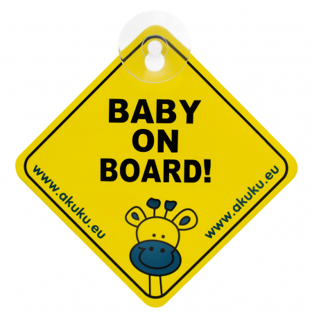 Carucioare - Indicator de avertizare ,,BABY ON BOARD'', Akuku, A0645, Galben