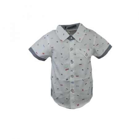 Camasi maneci scurte - Camasa cu maneca scurta pentru baieti Happy House JF-1863A-98 cm, Alb