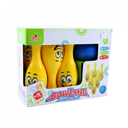 Joc de bowling pentru copii, 6 popice, 1 minge Midex 643763, Galben [1]