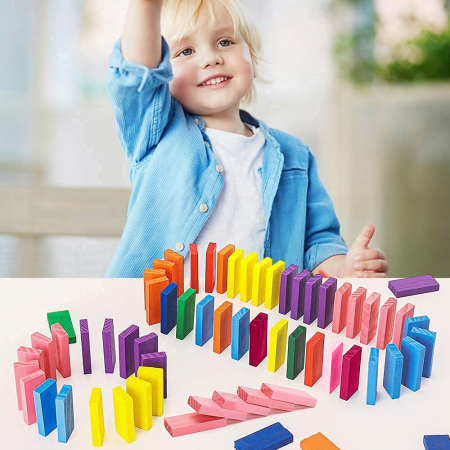 Joc Domino cu 123 de piese colorate din lemn, 3+ ani, WD1507 [3]