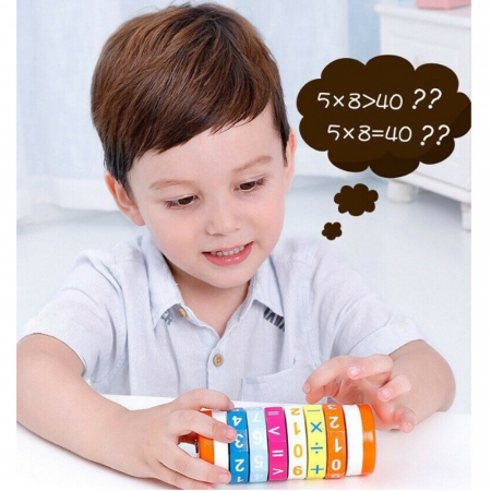 Joc educativ cilindru aritmetic din lemn - Operatiuni Matematice, WD 9527 [3]