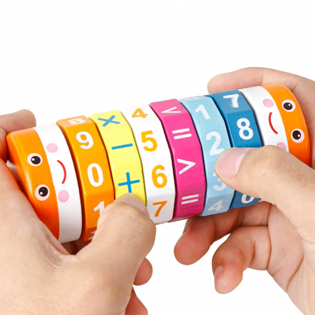 Joc educativ cilindru aritmetic din lemn - Operatiuni Matematice, WD 9527 [1]