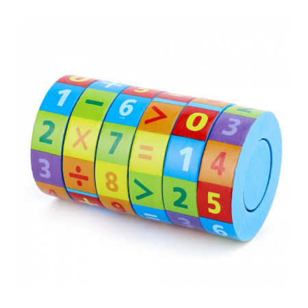Jocuri si jucarii educative - Joc educativ cilindru aritmetic din lemn RCO WD9505, Multicolor