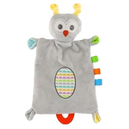 Jucarii zornaitoare - Jucarie zornaitoare bufnita din plus 20 x 30 cm pentru copii Smily Play 891313, Gri