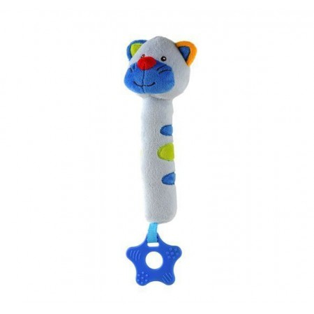 Jucarii bebelusi - Jucarie chitaitoare cu inel gingival pentru bebelusi-BabyOno 1303 Pisica, Multicolor