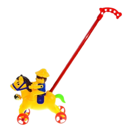 Jucarii de tras/impins - Jucarie de impins pentru copii, calaret, Mini Junior 2011CG, Galben