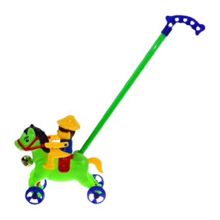 Jucarii de tras/impins - Jucarie de impins pentru copii, calaret, Mini Junior 2011CV, Verde