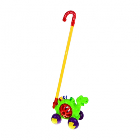 Jucarii de tras/impins - Jucarie de impins pentru copii, dinozaur, Mini Junior PL1519, Verde