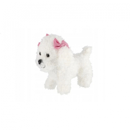 Jucarii din plus - Jucarie catel de plus cu fundite 21 cm Tulilo 891931, Alb