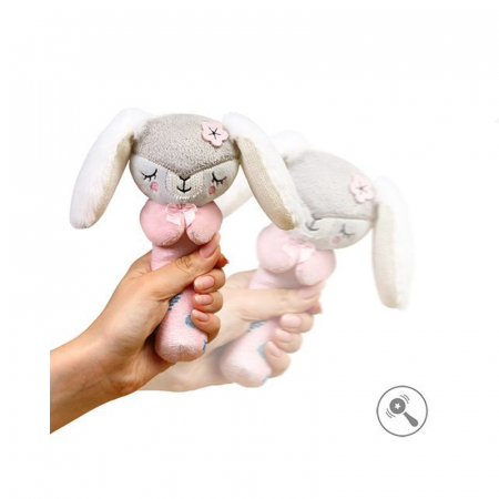 Jucarie de plus chitaitoare Iepuras BabyOno 1498, Roz [2]