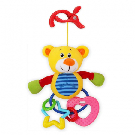 Jucarii pentru carucior si patut - Jucarie din plus ursulet de agatat pentru carucior BabyMix 901605, Galben