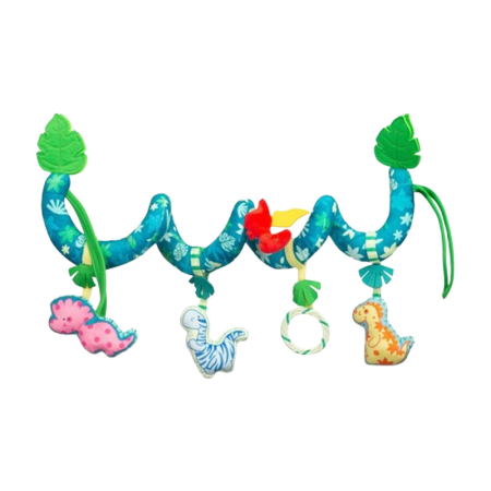 Jucarii zornaitoare - Jucarie din plus, spirala, zornaitoare dinozauri, pentru carucior, Sensillo 320117, Albastru