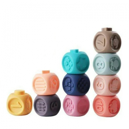 Jocuri si jucarii educative - Set 9 cuburi senzoriale  3D Baby Training EB1022, Multicolor