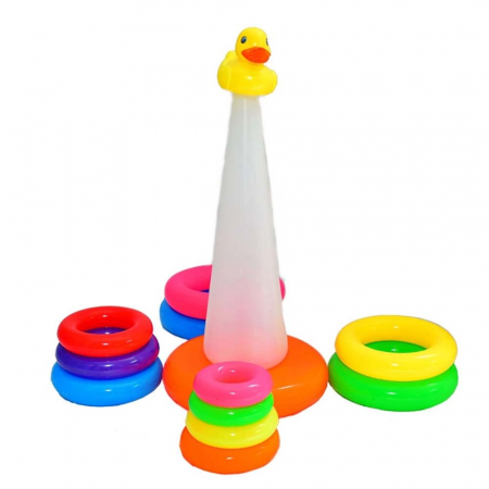 Jucarie educativa, rata cu 11 cercuri de stivuit, 37 x 14 cm, Mini Junior DK1011, Multicolor [1]