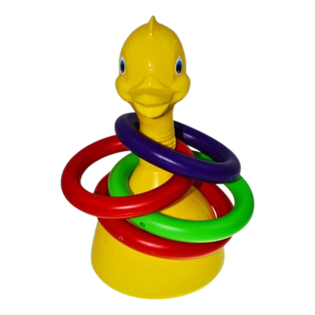 Jocuri si jucarii educative - Jucarie educativa, ratusca cu 4 cercuri, 30 x 15 cm, Mini Junior R2011, Multicolor