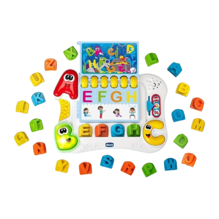 Jocuri si jucarii educative - Jucarie interactiva cu alfabet, pentru copii, Chicco Edu Cheerful Alphabet, 131488, Multicolor