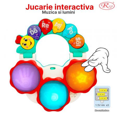 Jucarie Interactiva Muzicala cu functii si lumini, mini toba Omiduta RCO, 26x24x6 cm, +12 luni, WW7015 [1]