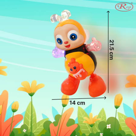 Jucarie Interactiva muzicala, cu lumini multicolore, Albinuta Dansatoare, 21.5x14 cm, RCO, WP4003, Galben [2]