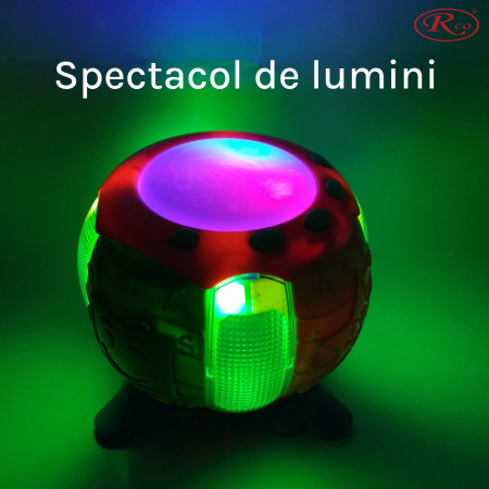 Jucarie Interactiva muzicala, cu lumini multicolore si rotire 360°, Toba sub forma de Dovleac, 18x18 cm, +18 luni, WW6502 [5]