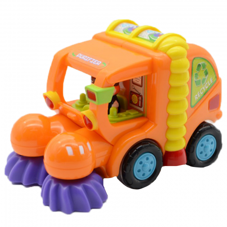 Joaca, activitati si ambalaje - Jucarie pentru baieti camion de maturat Huile Toys 386ABCCM, Portocaliu