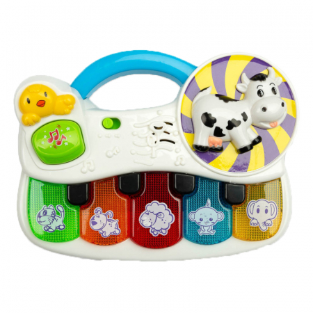 Jucarii interactive - Jucarie educationala pian Piamo Farm Toyz 393186, Multicolor