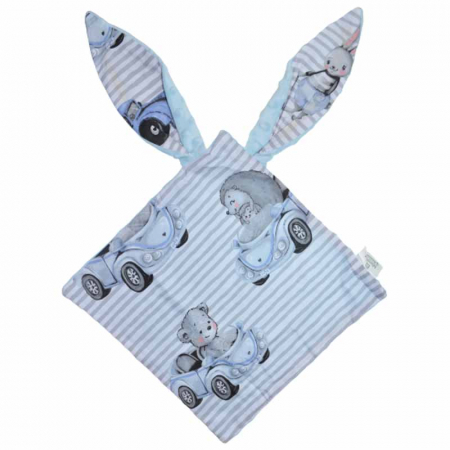 Joaca, activitati si ambalaje - Jucarie senzoriala Iepuras 30 x 30 cm pentru baieti MimiNu 430693-2, Albastru