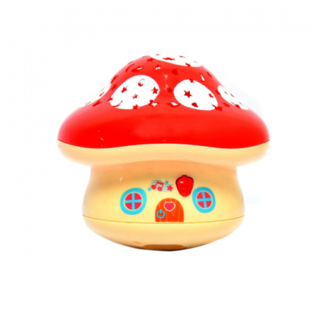 Lampa de veghe bebelusi - Lampa de veghe cu proiector in forma de ciuperca PlayGo 1702, Crem
