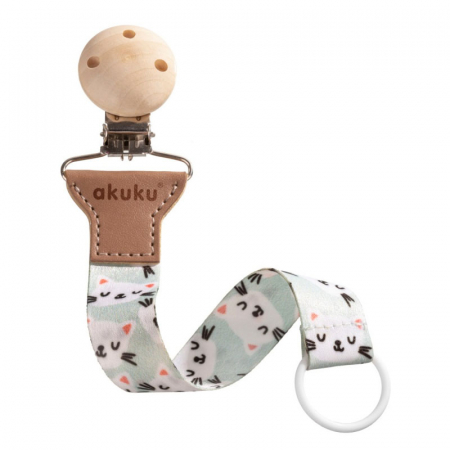 Suzete - Lant pentru suzeta Akuku Soother holder with clip A0582, Turcoaz