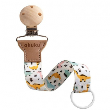 Suzete - Lant pentru suzeta Akuku Soother holder with clip A0580, Multicolor