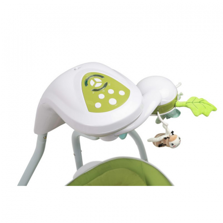 Leagan electric reglabil, cu muzica, pentru bebelusi, Caretero Bugies Forest 320605, Verde [3]