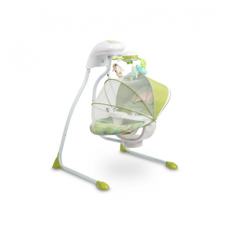 Leagan electric reglabil, cu muzica, pentru bebelusi, Caretero Bugies Forest 320605, Verde [1]