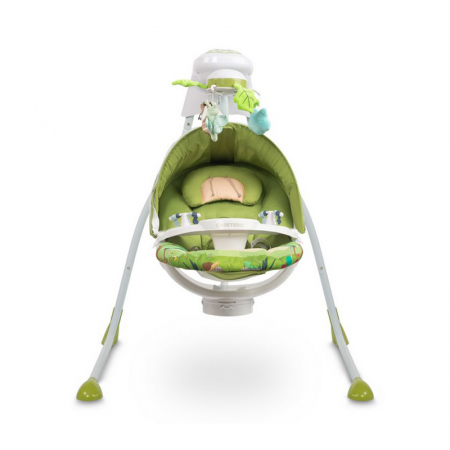 Leagan electric reglabil, cu muzica, pentru bebelusi, Caretero Bugies Forest 320605, Verde [2]