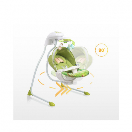 Leagan electric reglabil, cu muzica, pentru bebelusi, Caretero Bugies Forest 320605, Verde [5]
