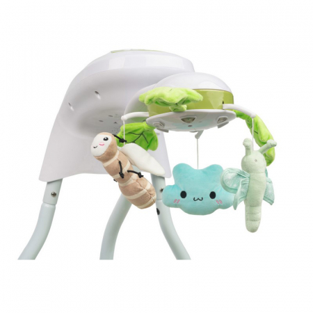 Leagan electric reglabil, cu muzica, pentru bebelusi, Caretero Bugies Forest 320605, Verde [4]