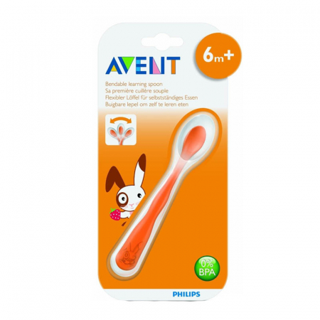 Lingura din silicon flexibila pentru copii Philips Avent SCF722/00, Portocaliu [2]