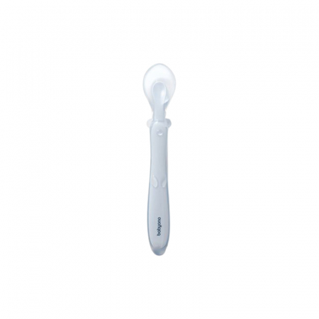 Vesela si tacamuri bebelusi - Lingurita flexibila din silicon pentru bebelusi BabyOno 785/01, Albastru