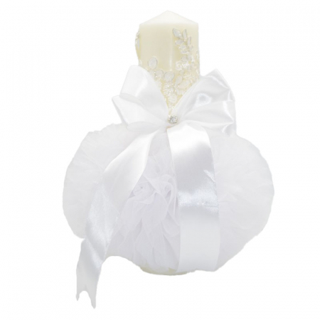 Lumanari botez - Lumanare pentru botez 30 x 7 cm Mini Junior LUM557, Alb