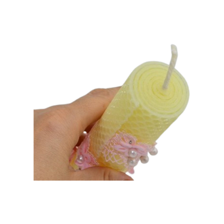 Lumanare din ceara, pentru botez 20 x 3 cm, Mini Junior 0609R, Roz [2]