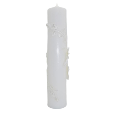Lumanare din parafina, cu dantela, pentru botez, 30 x 6 cm, Mini Junior L2011A, Alb [1]