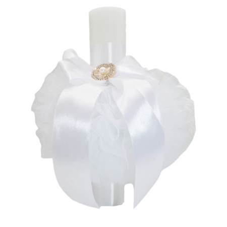 Trusou botez - Lumanare eleganta pentru botez 32 x 18 cm Mini Bimbi 090323-ALL, Alb