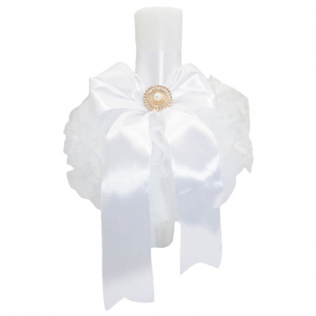 Trusou botez - Lumanare eleganta pentru botez 32 x 18 cm Mini Bimbi 090323-AL, Alb