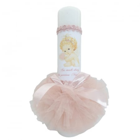 Botezul bebelusului - Lumanare pentru botez 32 x 21 cm Mini Bimbi LUM5510, Roz